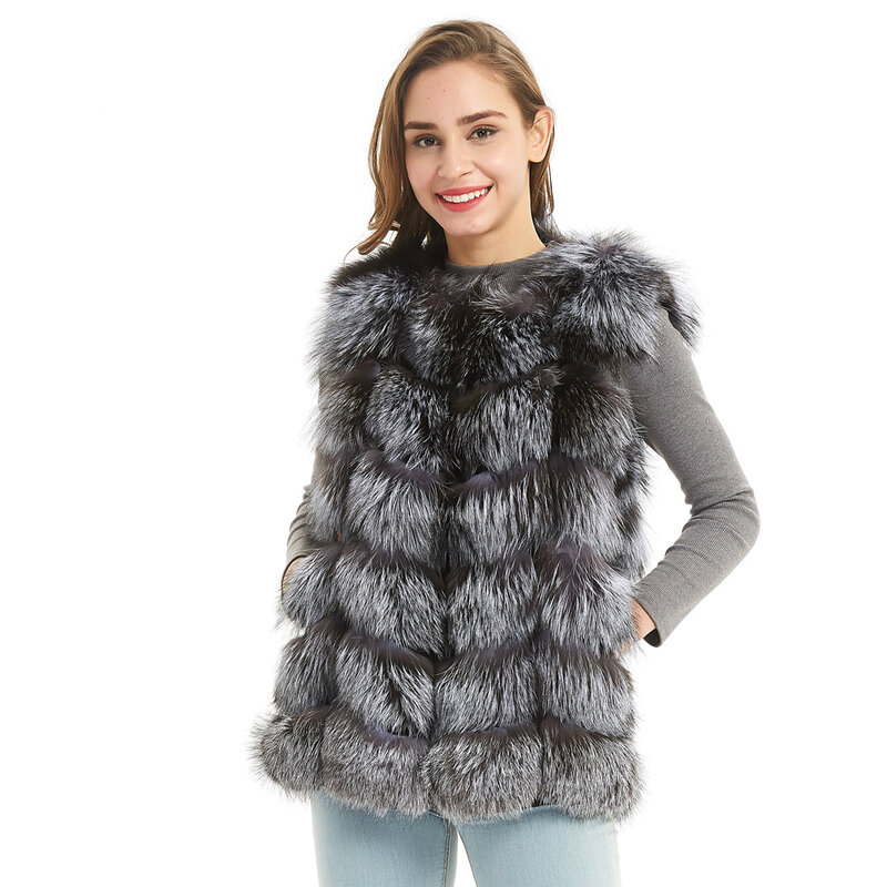 Maomoakong damskie futro naturalne modne kurtki prawdziwy lis płaszcz zimowa kurtka damska płaszcz kamizelka dziewczyna skóra