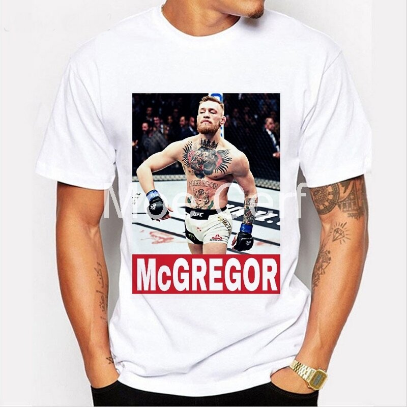 Koszulka męska marki MMA Conor Mcgregor śmieszne T shirt bokserki Fitness białe koszulki z krótkim rękawem koszulki w stylu Casual Hipster L9-D-49