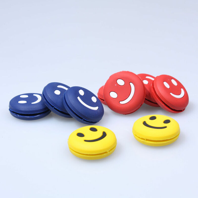 Amortisseur de vibrations de visage smiley, pour raquette de Tennis, Badminton, en Silicone, 3 pièces, couleur aléatoire