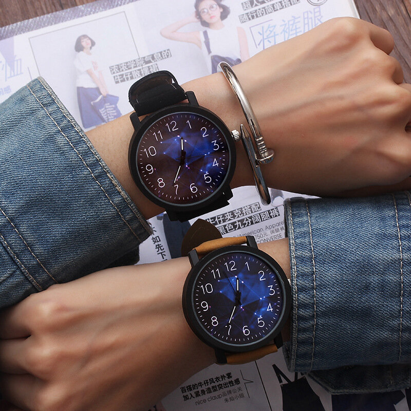 Модные наручные часы женские часы в ретро стиле звездное небо часы большой циферблат PU Женские кварцевые наручные часы Hodinky Montre Femme Reloj Mujer