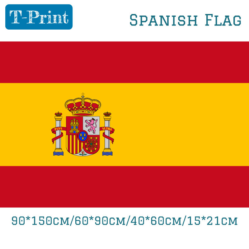 Bandera española de poliéster, 90x150cm, 60x90cm, 40x60cm, 15x21cm
