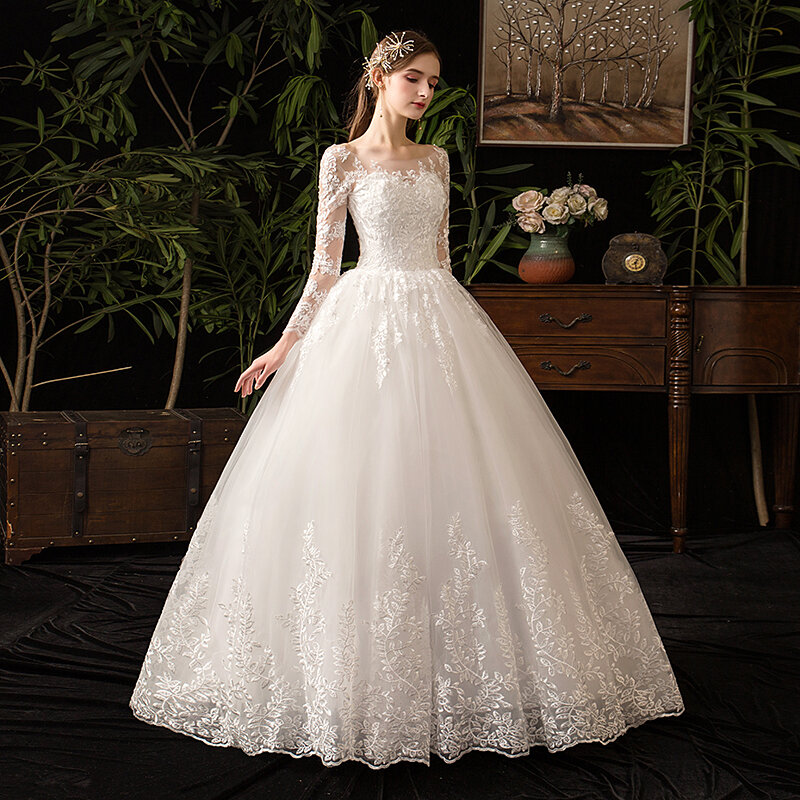 2023 Full Sleeve Lace Wedding Dresses New Luxury Muslim Ball Gown Wedding Dress Custom Made Vestido De Noiva