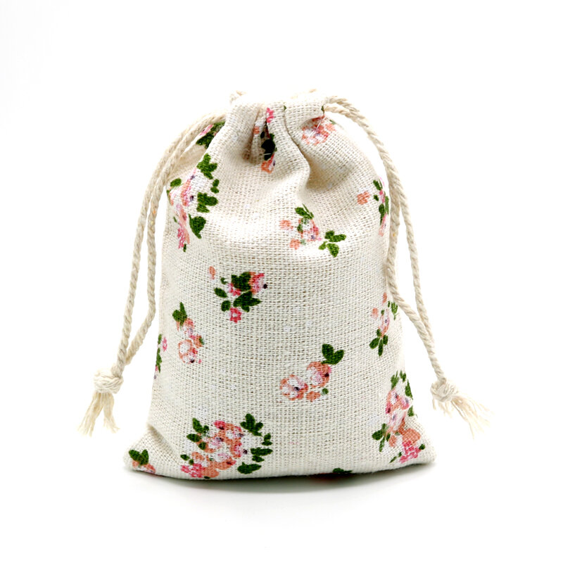 5 ピース/ロット小さな綿バッグ 8 × 10 センチメートルリネン巾着ポーチギフトバッグモスリンサシェチャームジュエリー包装袋 & ポーチ