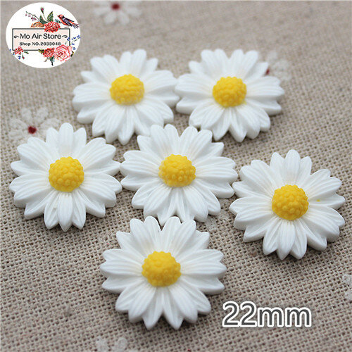 9/13/16/22/26mm white daisy flower resin flatback cabochon DIY jewelry phone decoration No Hole