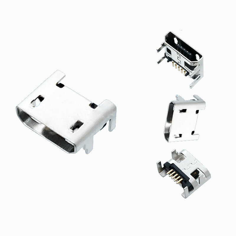 Conector Micro USB tipo B para teléfono móvil, conector hembra de 5 pines, 4 patas verticales, 10 piezas, alta calidad
