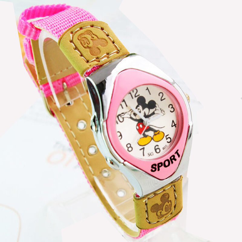 2109 Moda Mickey Tecido Strap Catoon Relógios Para Menina Menino Estudante Boa Qualidade Quartz Sports Casual Relógios das Crianças