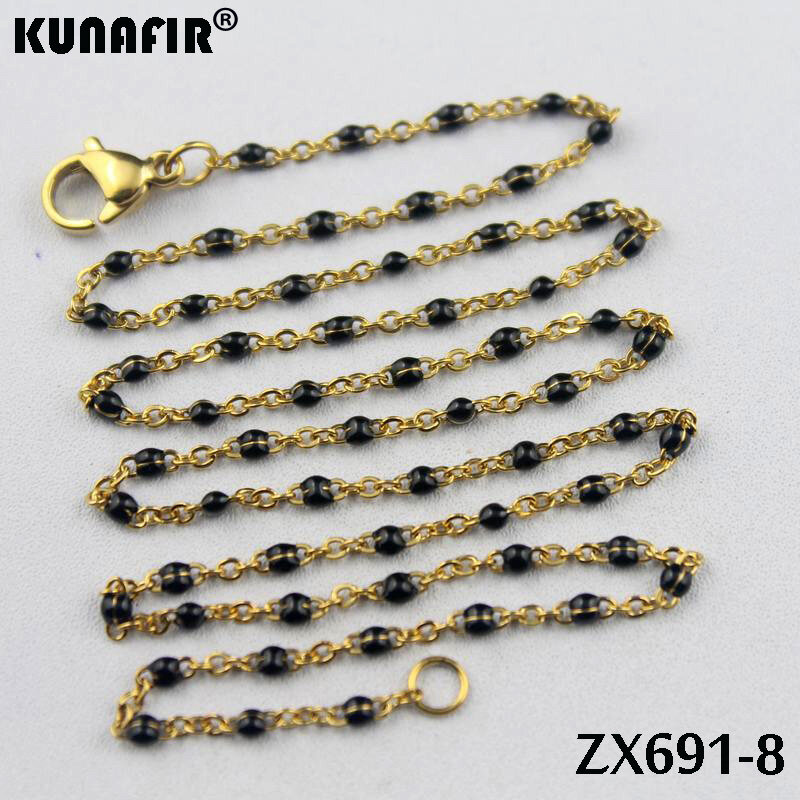 10pcs-100pcs golden color 1.5mm cross chain with colors resin stainless steel necklace women fashion jewelry ZX691DG