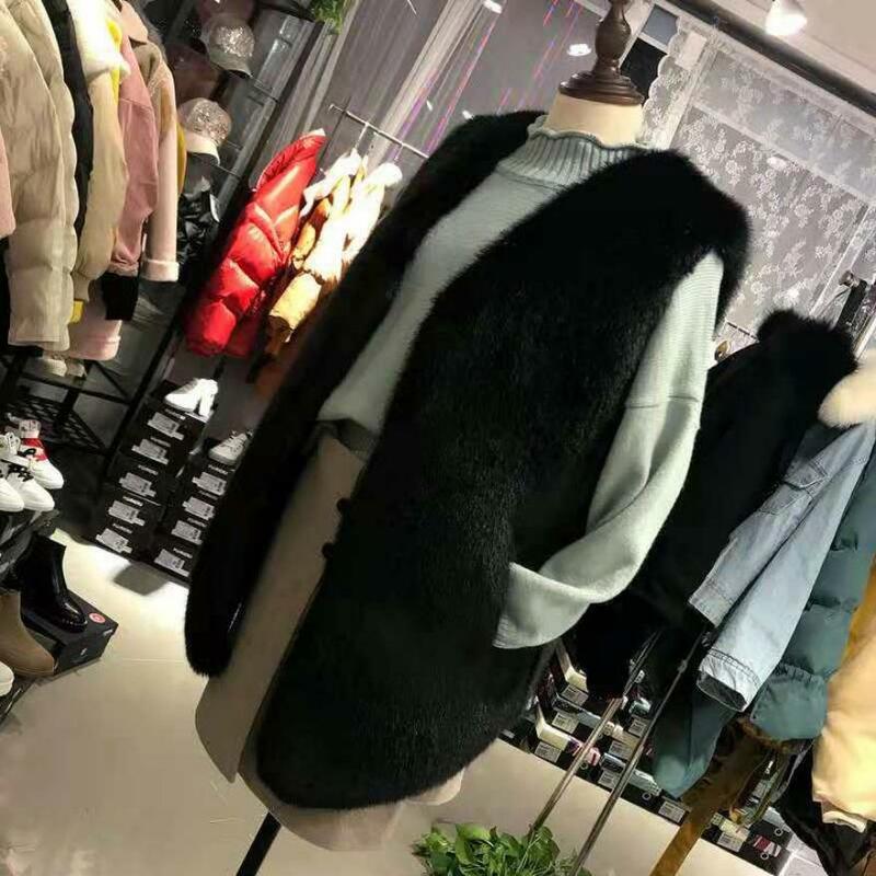 Зимняя женская куртка, жилет из искусственного лисьего меха, Модный меховой жилет, женская меховая куртка без рукавов, пальто, теплый жилет, верхняя одежда L1610