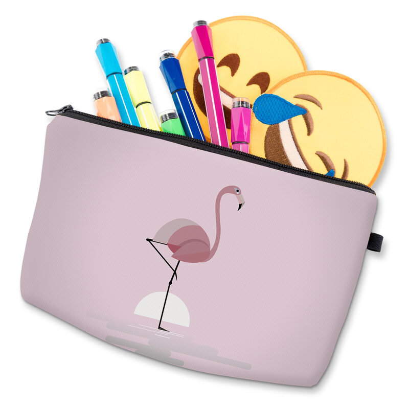 Deanfun สีชมพูกระเป๋าเครื่องสำอาง 3D การพิมพ์ Flamingo น่ารักอุปกรณ์เสริมสำหรับผู้หญิงกระเป๋าใส่เครื...
