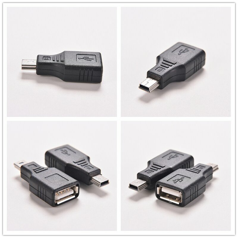 2PCS USB 2,0 EINE Frau zum Mini USB B 5 Pin Stecker Adapter Wechsler Schwarz 4*1.7*0,9 cm