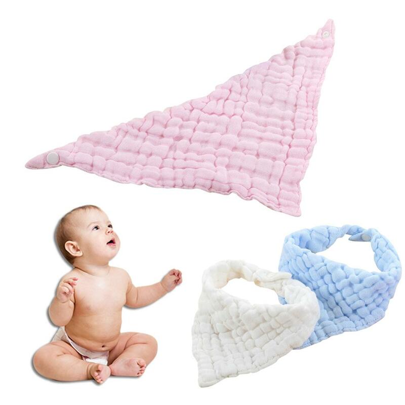Toalla de Saliva de algodón Unisex, babero plisado de seis capas, de Color sólido, triangular, productos para bebés, 2019