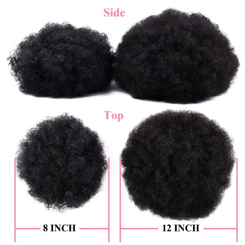Elástico de cabelo sintético para mulheres, 8 polegadas, coque afro puff, extensão de cabelo cacheado
