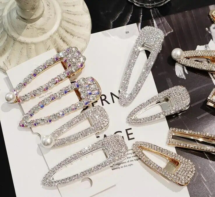 Uper flash-accesorios para el cabello para mujer, pasadores elegantes de perlas de cristal de diamante completo, pinza para el pelo, accesorios para el cabello, temperamento de lujo, moda