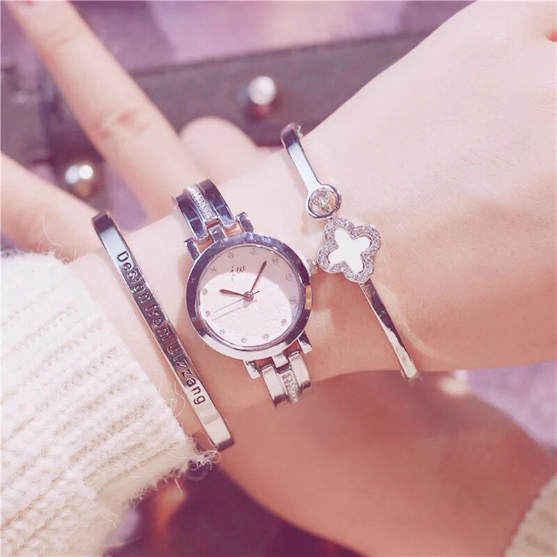 2019 mode or dame montre-Bracelet de luxe Simple femmes Bracelet montres décontracté élégant femme cadeau horloge 3 pièces ensemble Ulzzang Style