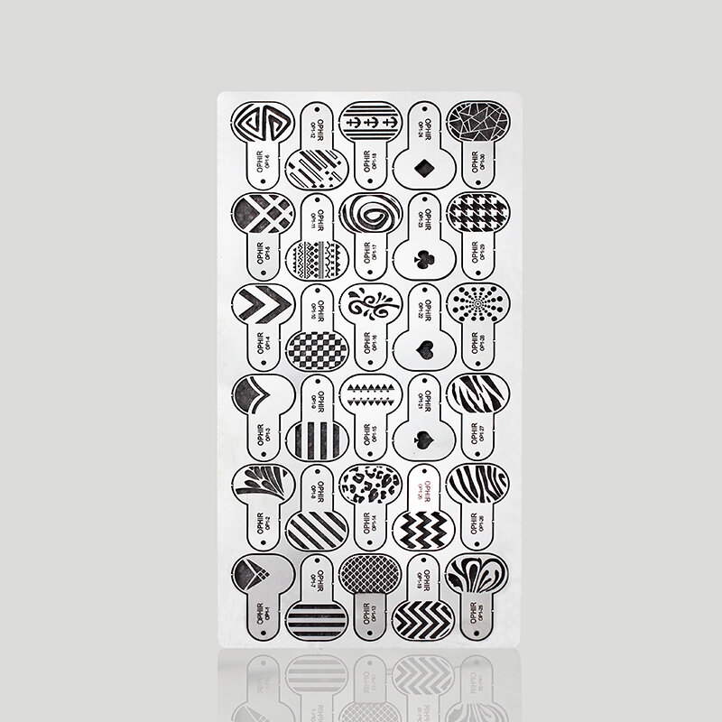 OPHIR 30x Pola Geometris Airbrush Seni Kuku Templat Lembar Logam Stensil untuk Lukisan Kuku Alat Kuku _ OP1