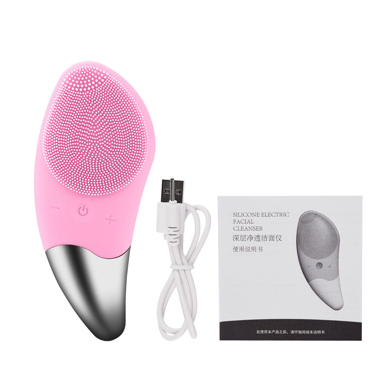Mini Electric Facial Cleansing Brush Silicone Sonic Face Cleaner Deep Pore Cleaning Skin Face Cleaning Brush Device USB Recharge