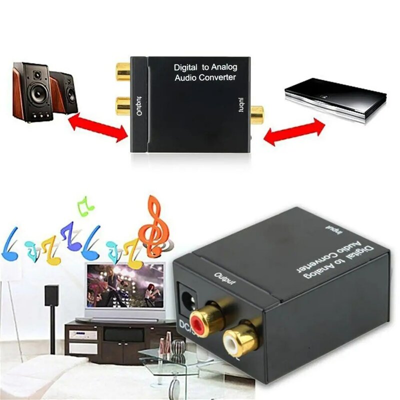 Digital to Analog Audio Converter Adapter Digital Optical Fiber Coaxial RCA Toslink Signal to Analog Audio Converter RCA for DVD