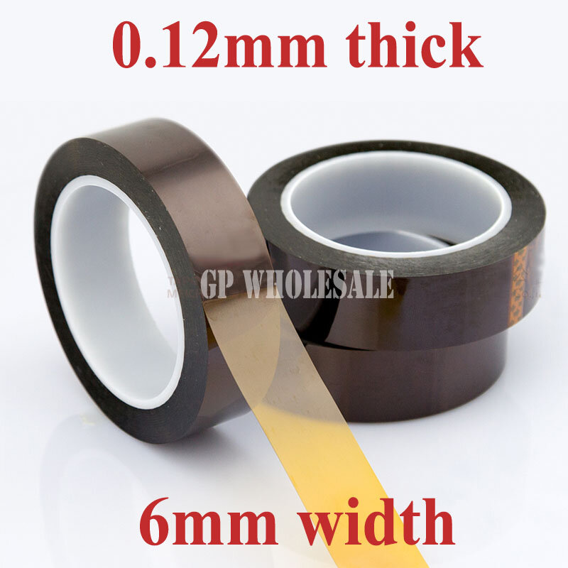 1x 6mm*33M*0.12mm (120um) High Temperature Resist Tape, Adhesive Polyimide Film Tape for BGA, SMT, Insulation Hot Appliance
