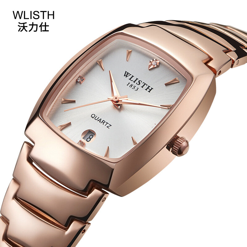 Wlisth-Reloj de pulsera de cuarzo para hombre y mujer, cronógrafo con esfera ovalada, Color plateado y dorado rosa, marca de lujo famosa, a la moda, 2019