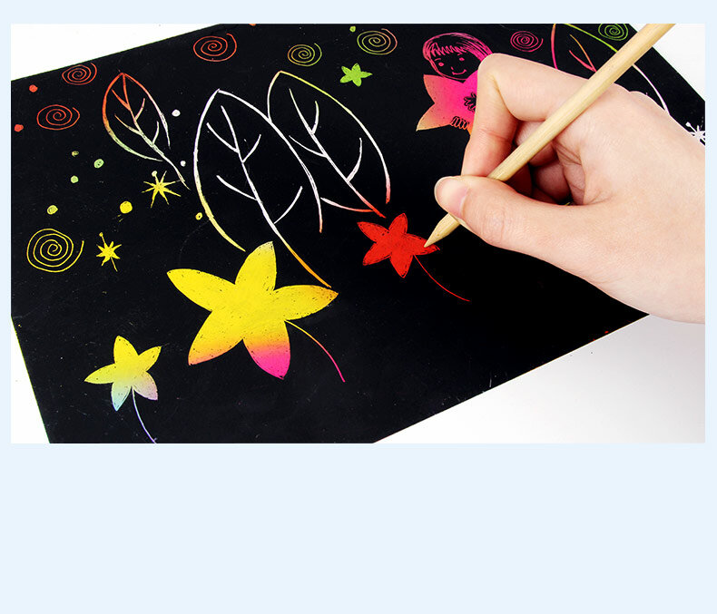 Juego de papel rascador para niños, libro de dibujo pintado, A4, creativo, colorido, 5 unids/set