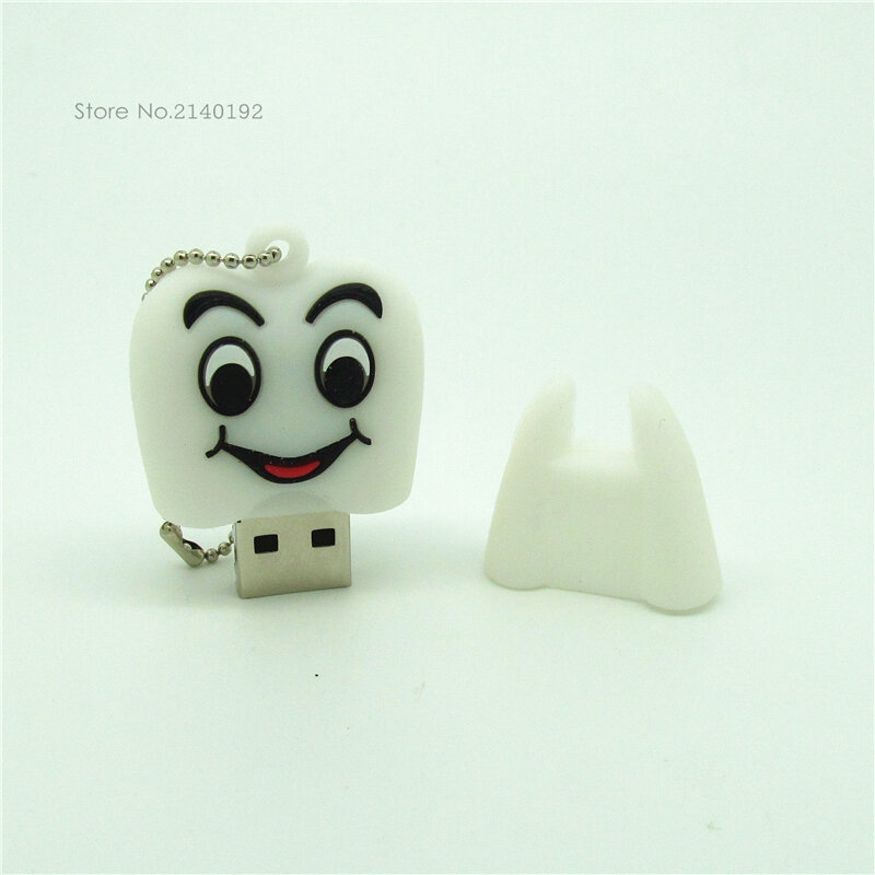 Nuovo design smile tooth Pen drive 4g 8g 16g 32g capacità reale usb flash drive memory stick dispositivo di archiviazione catena di metallo