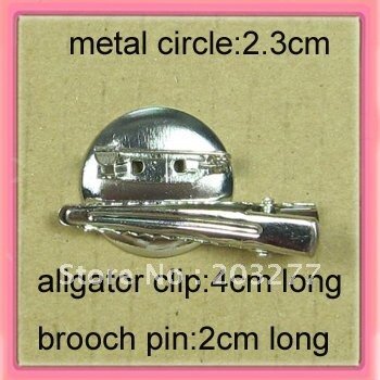 Gratis verzending! 100 stks/partij 2.3 cm metalen cirkel met aligator clip en broche pin