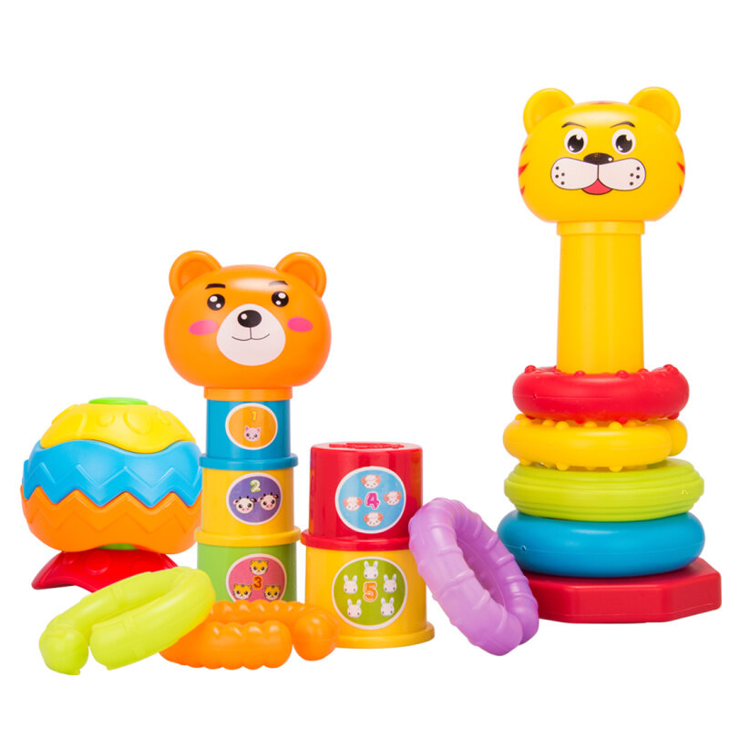 Juguetes de educación temprana Montessori para bebé, Copa apilada de arcoíris, pelota de fitness, anidación, torre de anillo de arcoíris, regalo para bebé