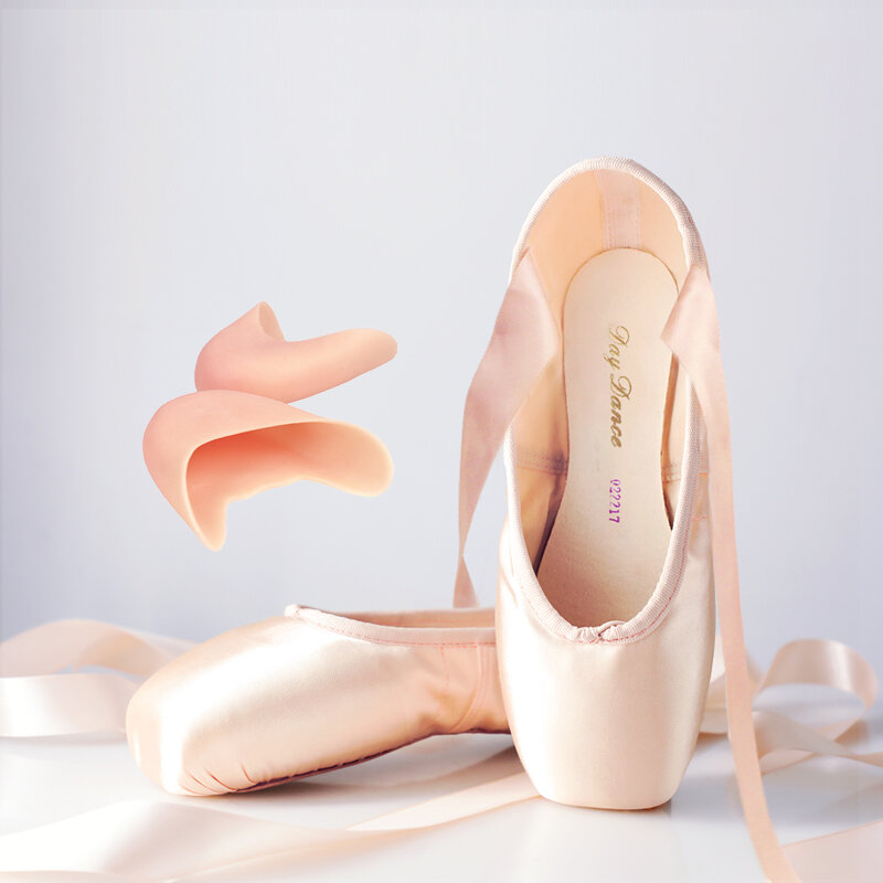 Женские пуанты для балета, профессиональная атласная розовая обувь для девочек, балерина с силиконовым носком, детская балетная обувь для девочек