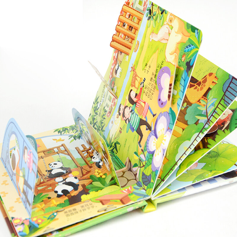 Chinês 3d tridimensional criança livros, 4-parte conjunto, ferramenta de tráfego, jardim de infância, parque de diversões cognição, novo