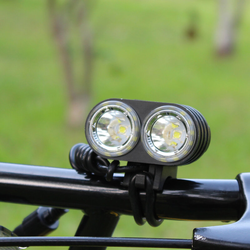 2500LM 2x XM-L2 LED torcia per bicicletta Ultra fuoco anteriore luce per bicicletta DC 4 modalità torcia per testa lampada per bici luce posteriore