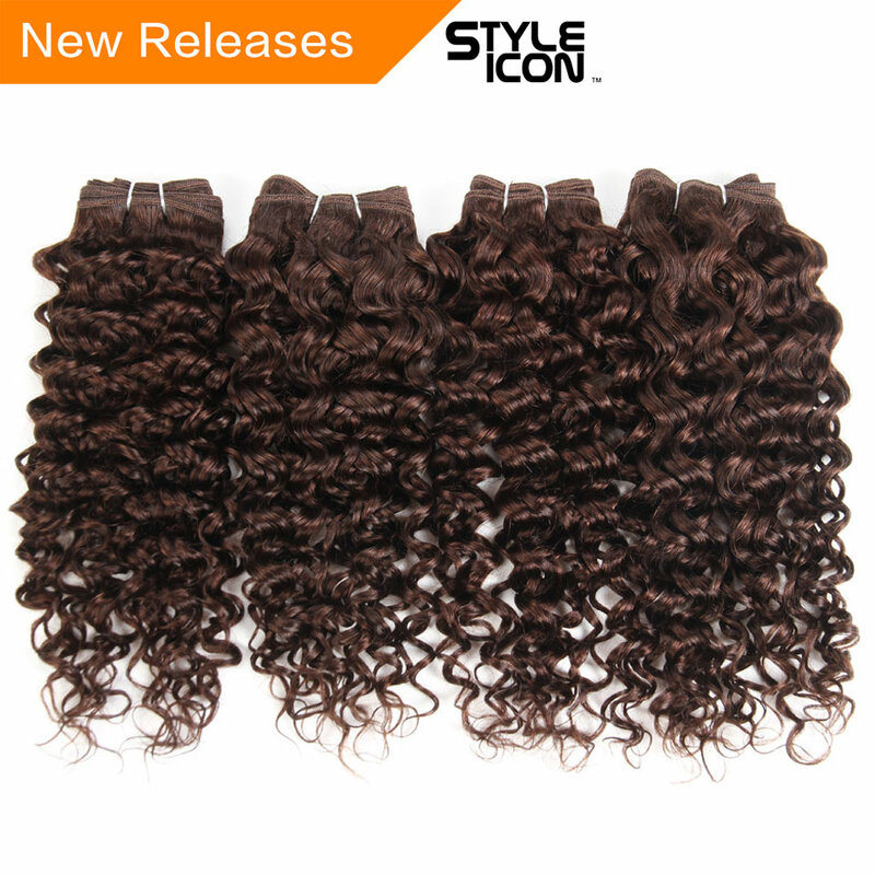 Styleicon-mechones de pelo rizado brasileño Jerry, ondulado, 190G, Color 4, no Remy, 1 paquete