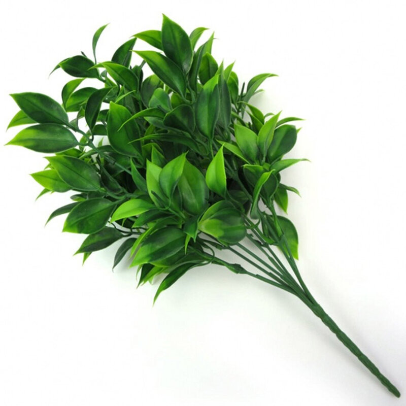 7 rami piante artificiali verdi per cespugli da giardino erba finta eucalipto foglie arancioni pianta finta per la decorazione del negozio di casa
