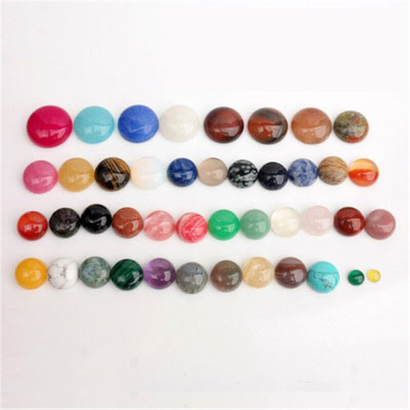 10pcs Natural Stone Cabochon Beads 6mm 8mm 10mm 12mm Flat Back Rose Quartzs Agates Tiger Eyes Beads for Jewelry Making Findings