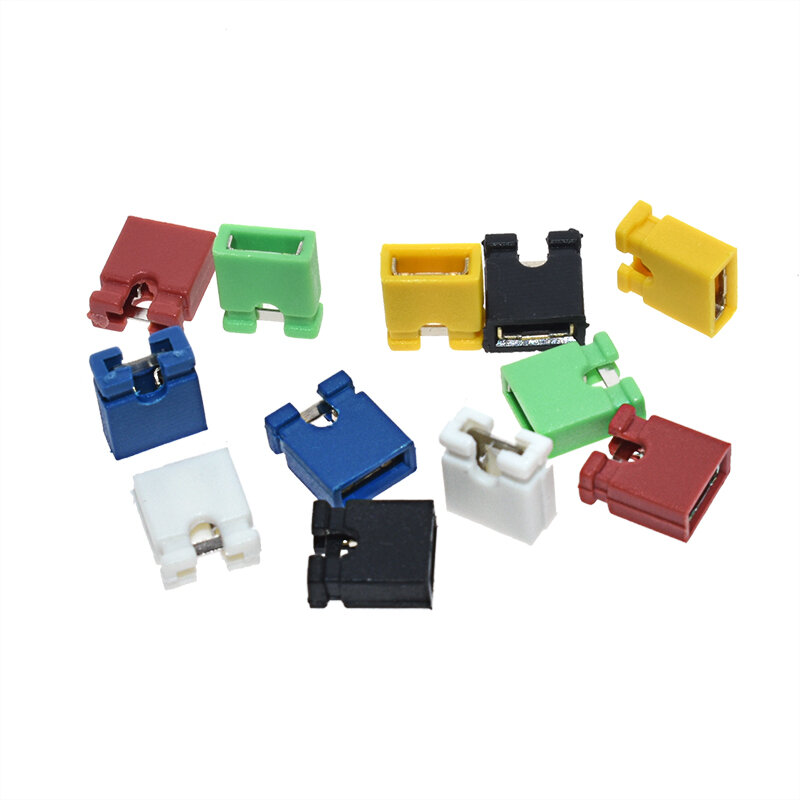 Pitch Jumper Short Cap, Sauna and Wire Housing, SHUNT Black, Yellow, White, Green, Red, Blue, 100Pcs, 2.54mm