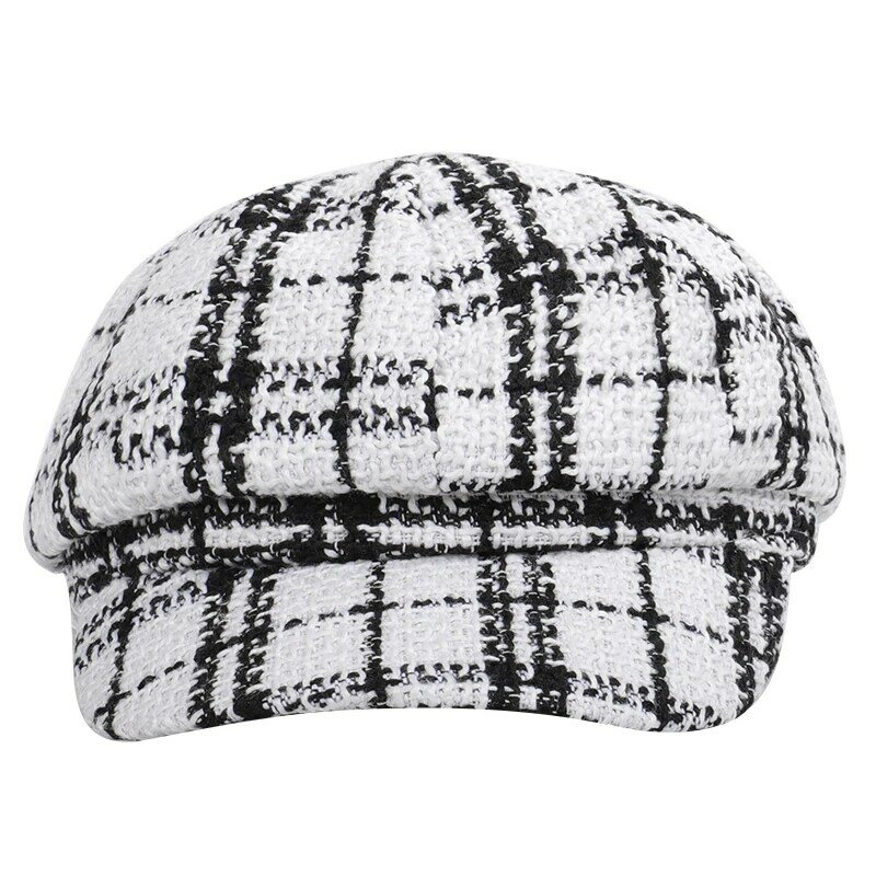 2019 New Fashion Octagonal Hats High Quality Plaid Stripes Newsboy Hat Autumn Winter Casual Cap Women Men Painter Hat Black