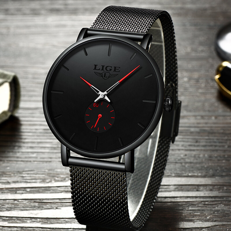 LIGE новые женские часы Топ бренд класса люкс водонепроницаемые тонкие сетчатые женские часы японский кварцевый механизм часы из нержавеюще...
