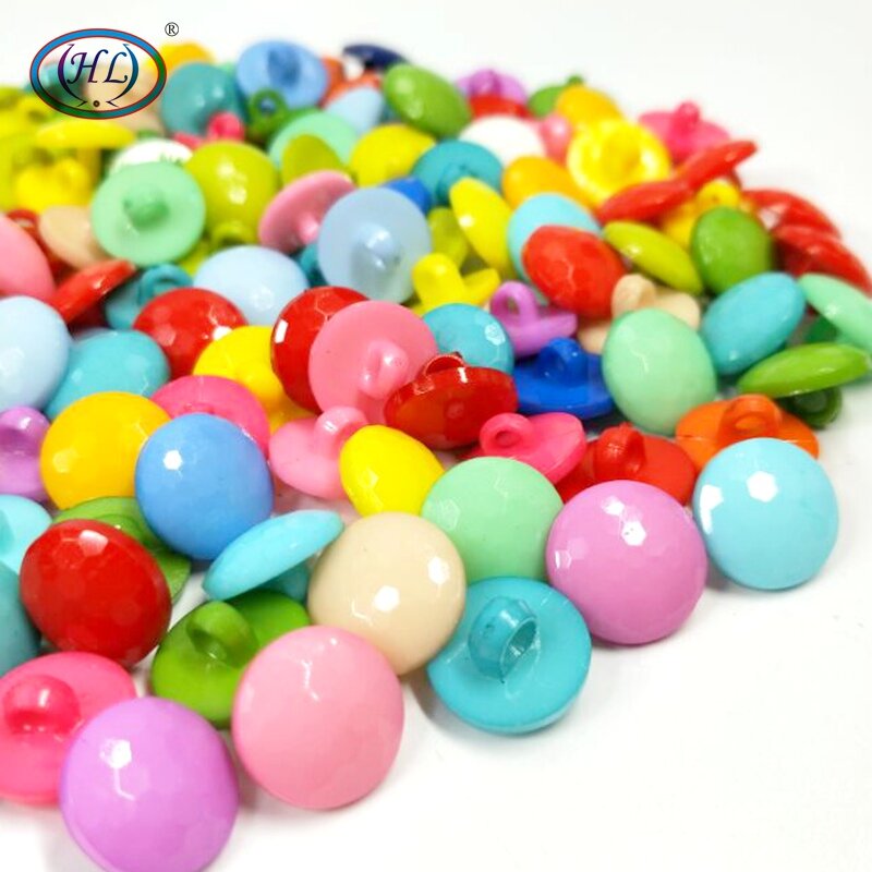 Botões Hl-plástico com haste redonda, misturar cores, diy, artesanato, acessórios de costura, 12mm, 50 ou 100pcs