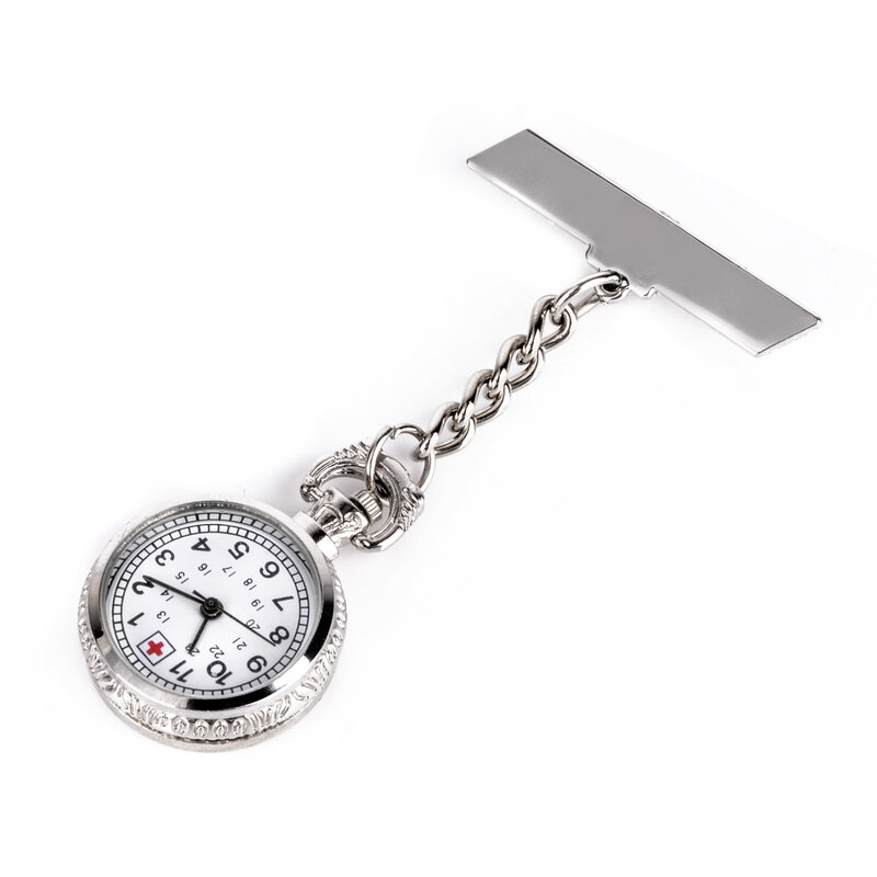 Silver Metal Chain Clip On Nurse Nursing Pendant Pocket Brooch Fob Watch