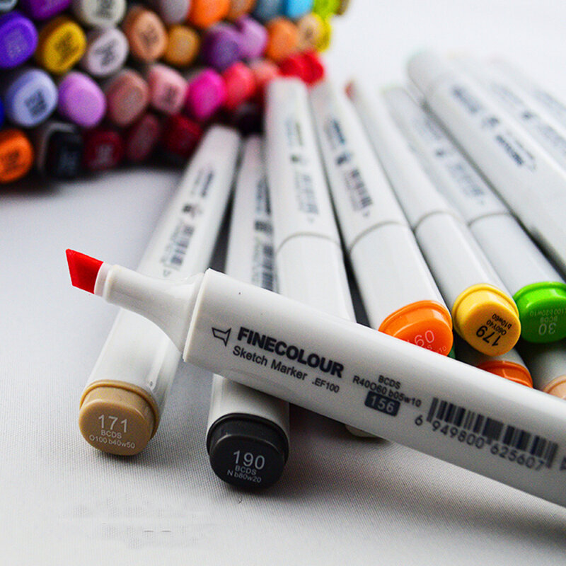 Finecolour EF100 Sketch ปากกา Marker สีสถาปัตยกรรมแอลกอฮอล์ Art Markers 5/8 สีชุดมังงะสำหรับวาด