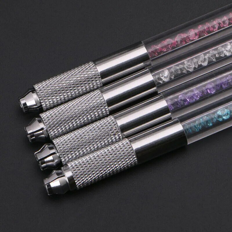 Manual Double Crystal Acrylic Tattoo Pen Microblading Permanent Makeup Eyebrow Tools 2 Usage For Flat or Round Needles