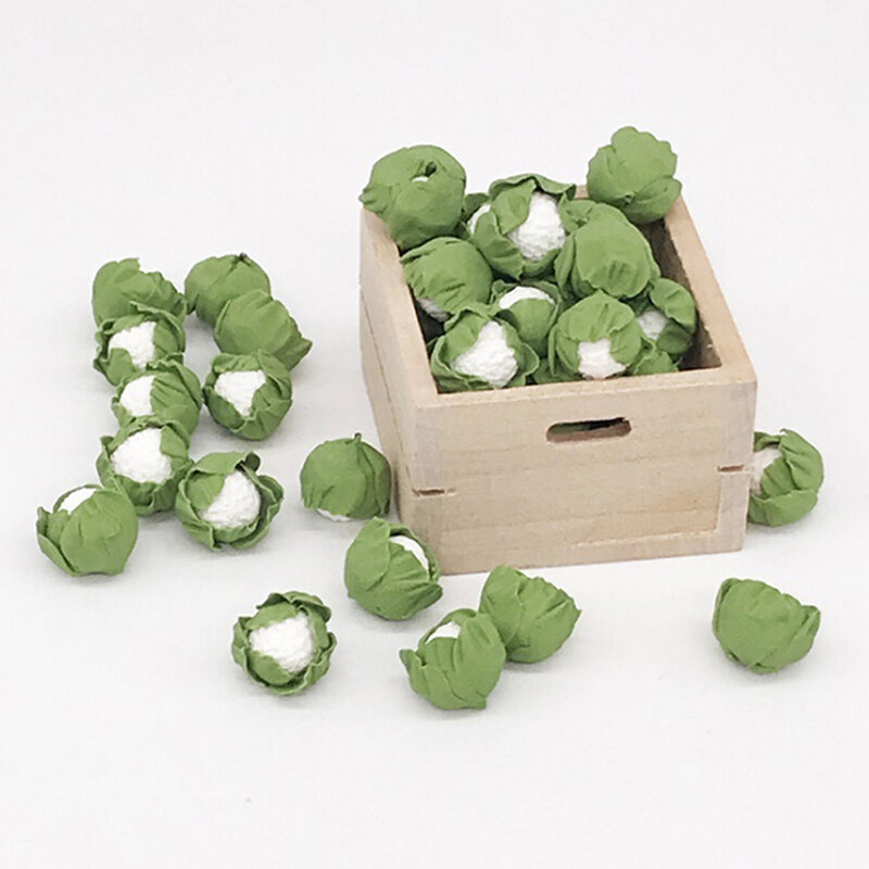 Mini Realistische Handmade Ton Gemüse Puppenhaus Miniaturen Blumenkohl Chinesische Kohl für Puppe Küche 5 Stück