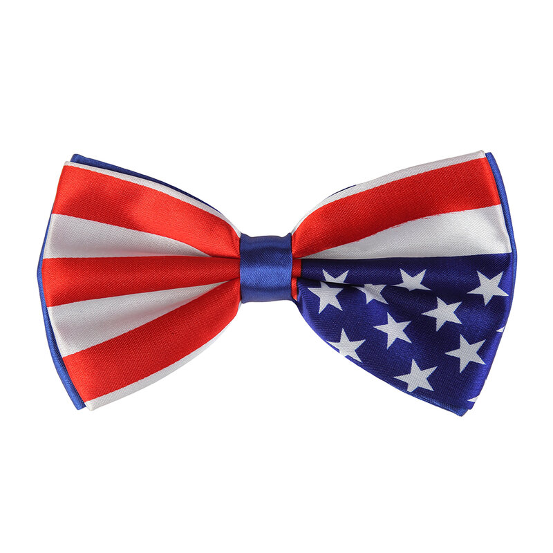 Winfox New Fashion Unisex Navy Red Star American Flag Bowties And Suspenders Sets For Mens Womens