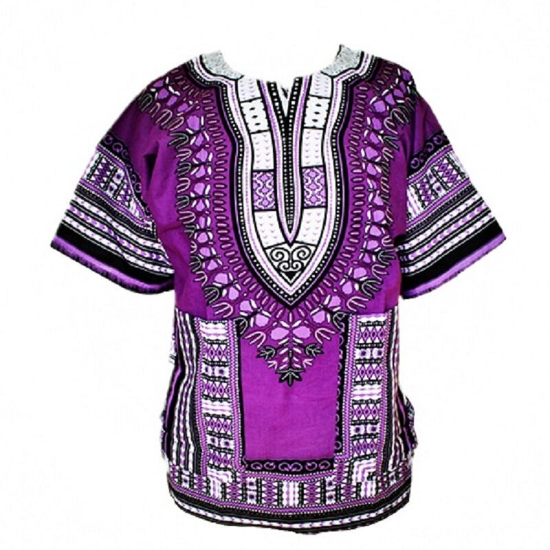 Camisetas Dashiki con estampado tradicional africano para hombre y mujer, camisetas Dashiki 100% de algodón, diseño de moda, hechas en Tailandia, envío rápido