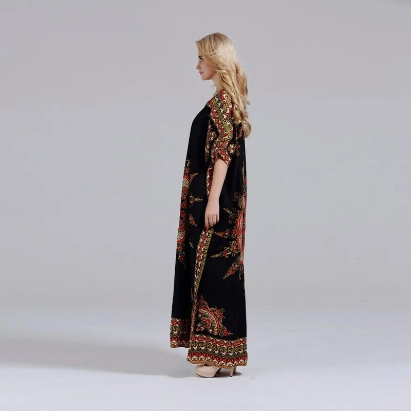 Dashikiage vestido feminino de 100% algodão estampado africano, deslumbrante vestido africano elegante para mulheres