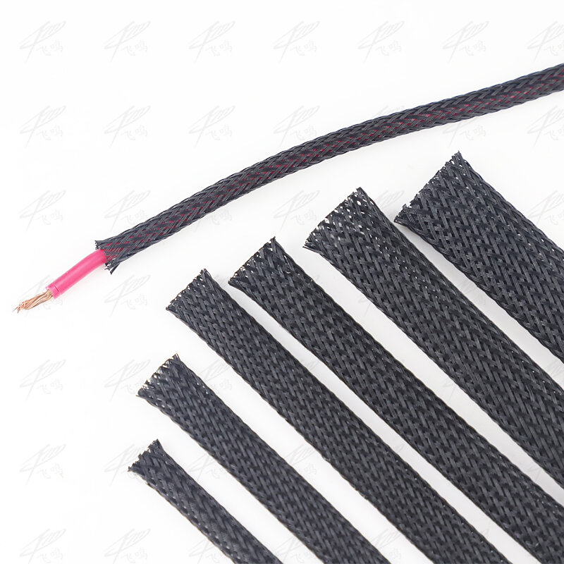 Guaina per cavi intrecciata nera da 10M guaina per cavi avvolgente in Nylon PET custodia per cavi filo 8mm/10mm/12mm/15mm/20mm/25mm