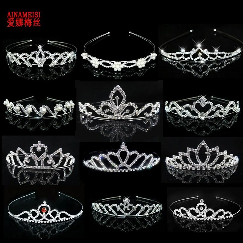 AINAMEISI Princess Crystal diademi e corone fascia per capelli Kid Girls Love Bridal Prom Crown accessori per feste di matrimonio gioielli per capelli