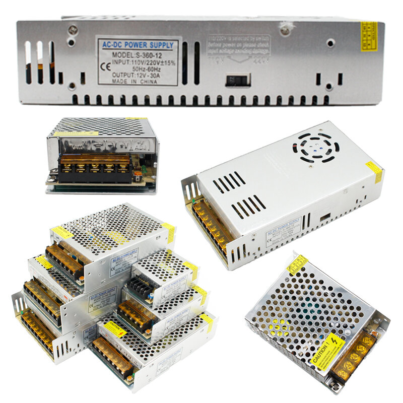 Adaptador de controlador de fuente de alimentación, interruptor de 1 piezas, CA 110V-220V a cc 5V, 12V, 24V, 1A, 2A, 3A, 5A, 10A, 15A, 20A, 30A, 50A