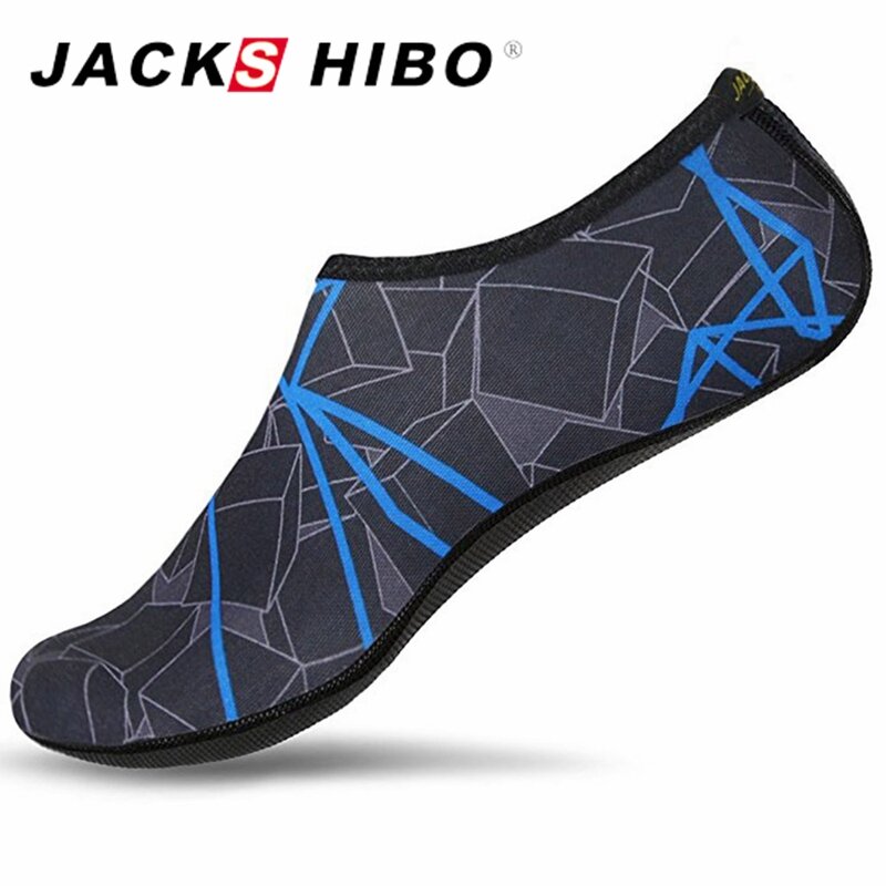 JACKSHIBO-zapatos de agua de verano para hombre, calcetines acuáticos de playa, zapatillas de deporte de talla grande para hombre, zapatos coloridos a rayas
