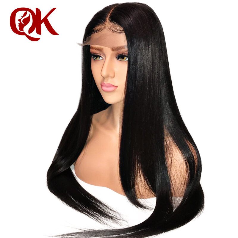 QueenKing Hair Lace Front Human Hair Wigs For Black Woman 130% Density Lace Frontal Wigs Brazilian Straight Remy Hair PrePlucked