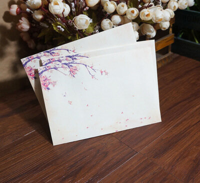 伝統的な中国のインクの絵,20個,古代の教室,紙の封筒,ヴィンテージの花,水平ギフト